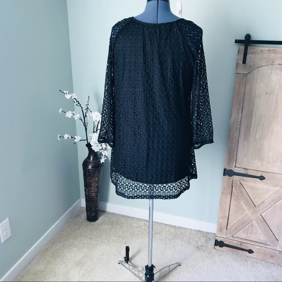 Kim Rogers Black Overlay Top Size L - Picture 3 of 5